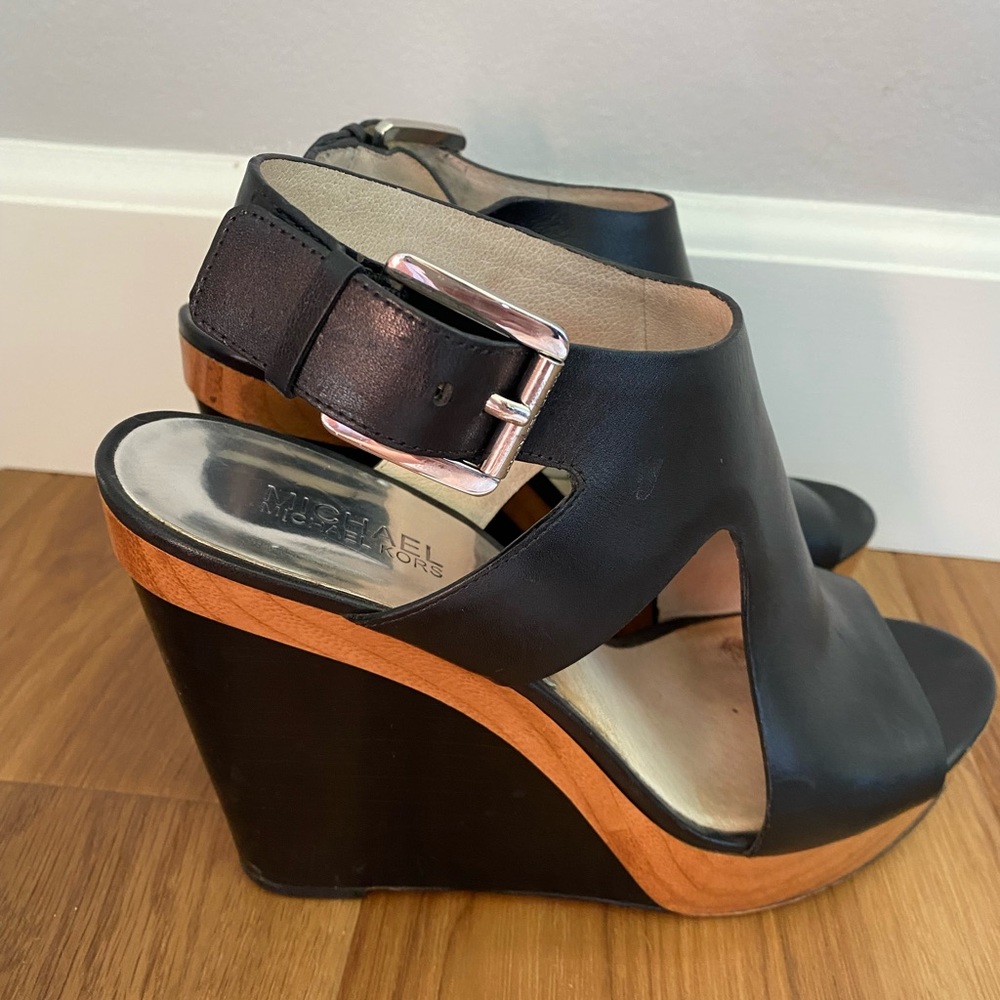 Michael Kors black leather wedges. Size 9.5